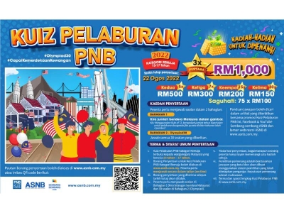 Jom sertai Kuiz Pelaburan PNB yang menawarkan pelbagai hadiah menarik bermula 9 Ogos sehingga 22 Ogos depan.
