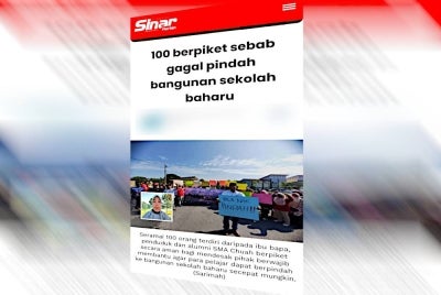 Laporan Sinar Harian pada Sabtu.