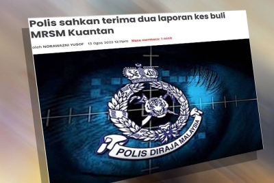 Laporan Sinar Harian pada Sabtu melibatkan kes buli di MRSM Kuantan.