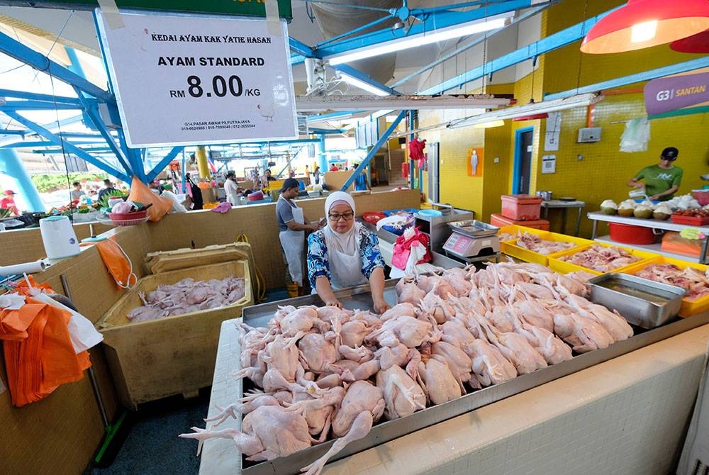 Harga ayam standard di Kuala Lumpur dan Putrajaya akan dijual pada harga RM8 sekilogram dalam masa terdekat. - Foto Bernama