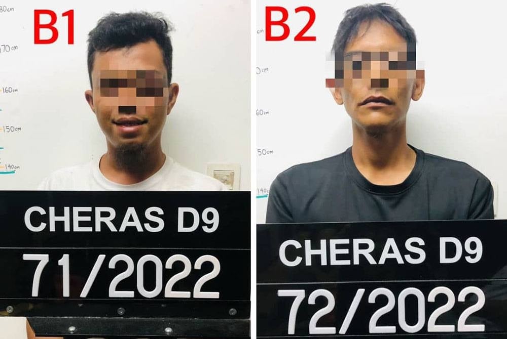 Suspek yang berusia 31 dan 36 tahun itu mempunyai beberapa rekod lampau membabitkan kesalahan jenayah dan narkotik. Foto PDRM
