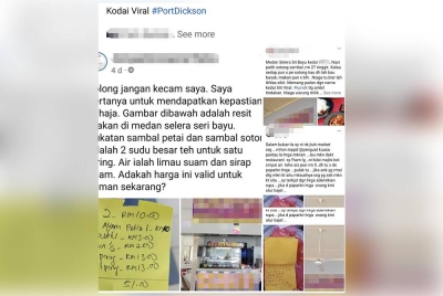 Perkongsian mangsa harga 'cekik darah' sebuah kedai makan di Port Dickson.