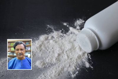 KKM digesa supaya mengharamkan bedak bayi berasaskan talkum import yang lain dan yang dikeluarkan oleh pengeluar tempatan susulan syarikat Johnson & Johnson (J&J) akan menghentikan penjualan bedak bayi berasaskan talkum secara global pada 2023. Gambar hiasan 123RF. (Gambar kecil: Mohideen)