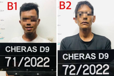 Suspek yang berusia 31 dan 36 tahun itu mempunyai beberapa rekod lampau membabitkan kesalahan jenayah dan narkotik. Foto PDRM