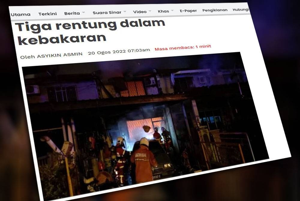 Laporan Sinar Harian pada Sabtu.