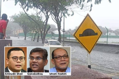 Keadaan jalan di salah satu kawasan perumahan di Taman Sri Muda, Seksyen 25, Shah Alam petang tadi.