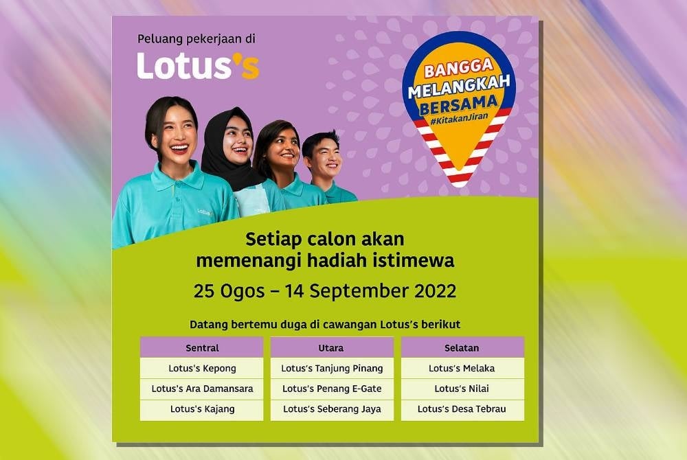 Peluang kerjaya di Lotus's Malaysia.