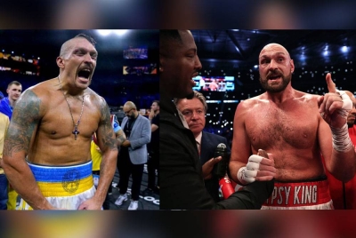 Gambar dari kiri: Oleksandr Usyk, Tyson Fury