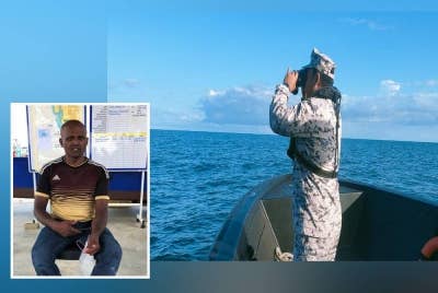 Operasi mencari dan menyelamat  mangsa digerakkan Agensi Penguatkuasaan Maritim Malaysia (Maritim) sejak petang Selasa. (Gambar dalam) Rajah ditemui dalam keadaan selamat selepas dua hari dilaporkan hilang di perairan Kuala Gula. - Foto Maritim