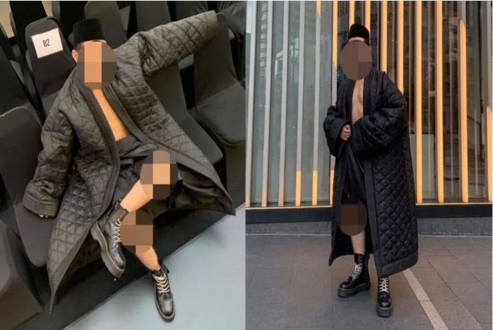 Tular foto memaparkan seorang lelaki yang memakai songkok dan baju separa bogel sempena KLFW, minggu lalu.- Foto media sosial