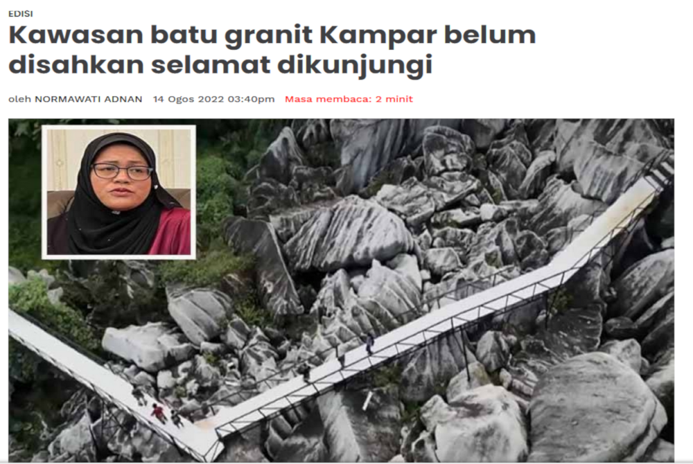 Keratan laporan Sinar Harian pada 14 Ogos 2022