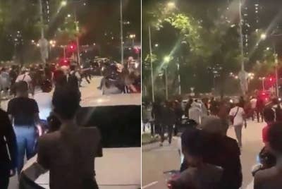 Insiden kekecohan di luar Stadium Bola Sepak Kuala Lumpur yang tular.