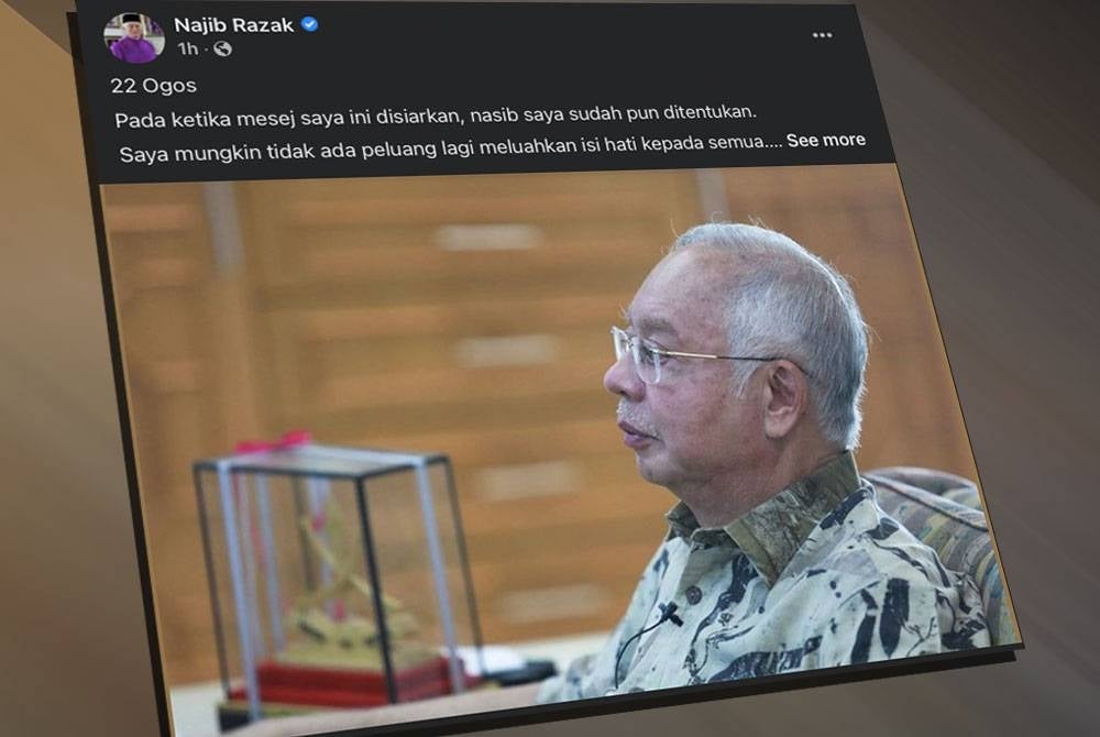 Catatan Najib bertarikh 22 Ogos yang disiarkan di laman Facebook pada Jumaat