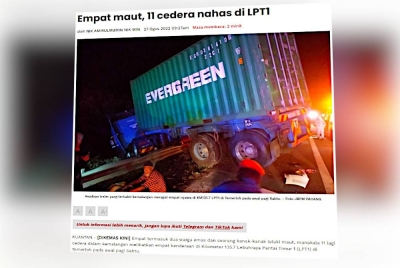 Laporan Sinar Harian pada Sabtu.