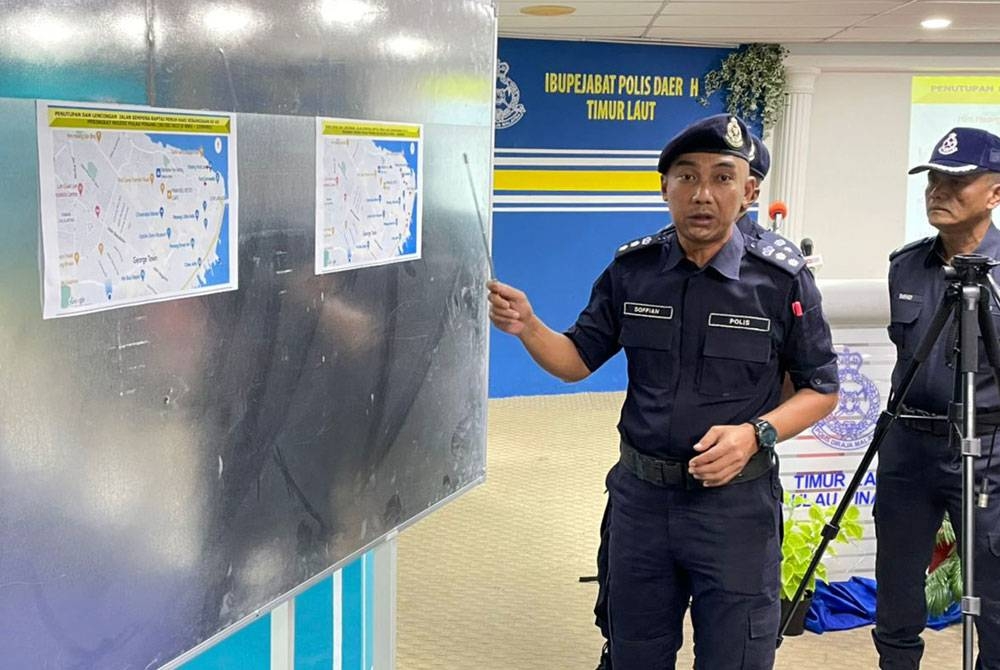 Soffian menunjukkan jalan-jalan yang akan ditutup secara berperingkat bermula tengah malam pada Isnin.