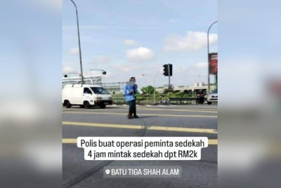 Gambar peminta sedekah warga Myanmar yang ditahan anggota polis tular di laman sosial.