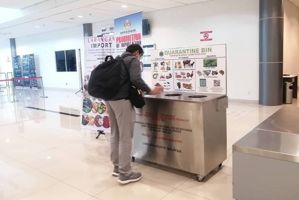 Qurantine Bin memberikan kemudahan kepada penumpang untuk meletakkan barang larangan import.