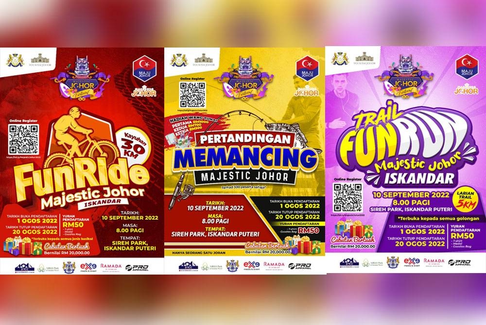Festival Majestic Johor 2022 bakal dimeriahkan dengan acara kayuhan, pertandingan memancing dan larian.