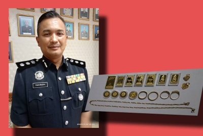 Mohamad Fakhrudin . (Gambar dalam : Antara barangan kemas yang dipercayai dicuri pembantu rumah warga asing dalam kejadian pada Jumaat. )