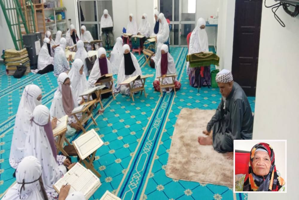 Penghuni di Pondok Ar-Raudhah belajar al-Quran. Gambar kecil: Robiah