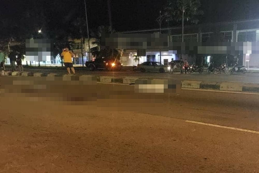 Lokasi kejadian lelaki warga Myanmar maut di Kilometer 49 Jalan Klang-Teluk Intan, berhampiran Pasir Penambang di sini pada malam Selasa.