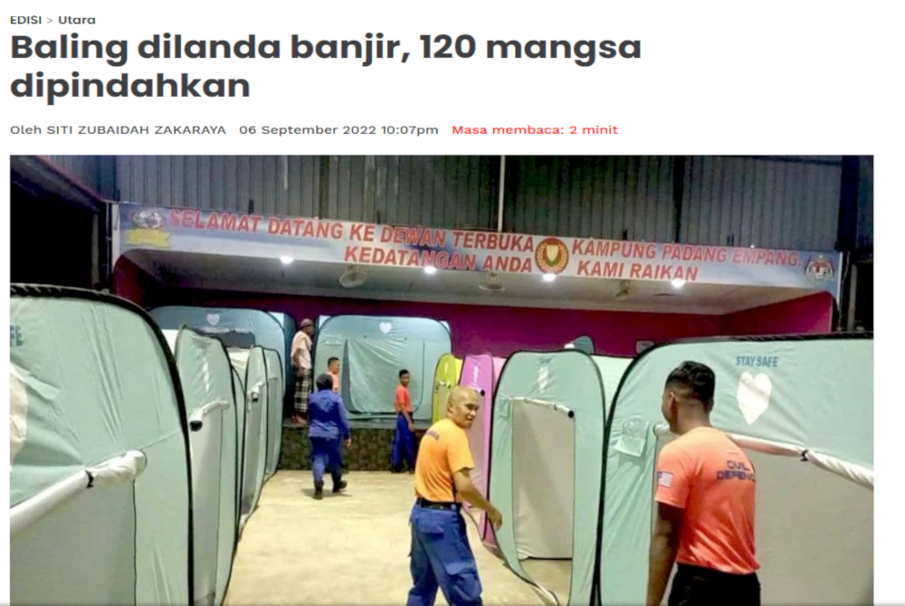 Tangkap layar laporan Sinar Harian pada 6 September 2022.