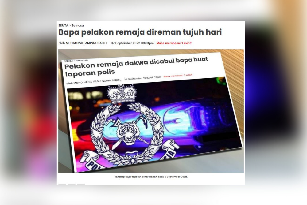 Laporan Sinar Harian 7 September lepas.