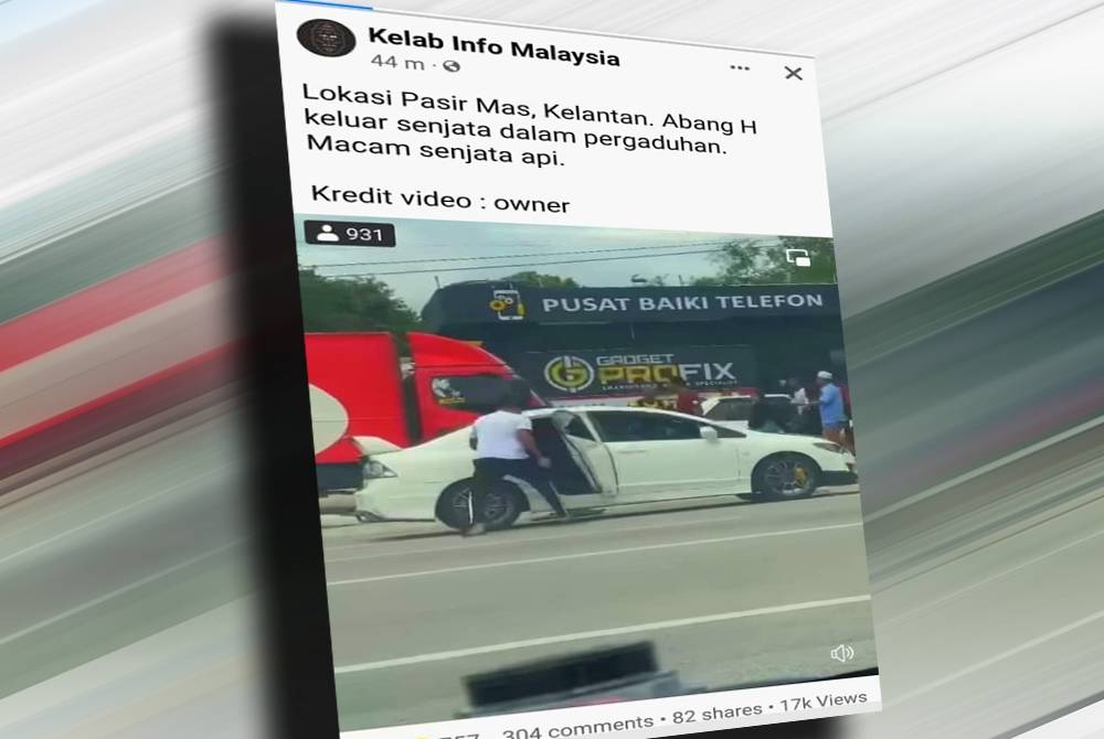 Sebuah akaun facebook yang dikenali sebagai Kelab Info Malaysia memuat naik video berdurasi 19 saat memaparkan insiden yang didakwa menggunakan senjata api di Pasir Mas sehingga tular.