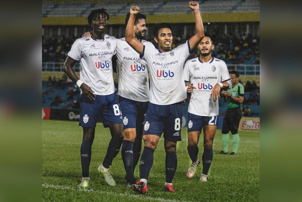 Pemain Kuala Lumpur City FC meraikan kemenangan menewaskan Sri Pahang FC pada Ahad. - Foto Facebook Kuala Lumpur City