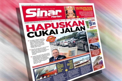 Laporan muka depan Sinar Harian pada Rabu.