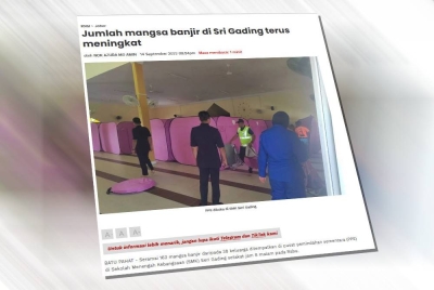 Laporan Sinar Harian mengenai mangsa banjir di PPS di SMK Seri Gading terus meningkat pada Rabu.