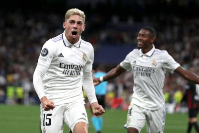 Varverde (kiri) menyumbat satu gol ketika membantu Real Madrid mengalahkan RB Leipzig 2-0 pada aksi Liga Juara-Juara. Foto Agensi.