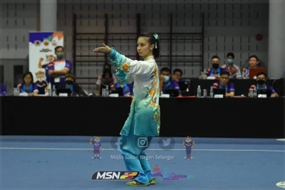 Cebelle berjaya menamatkan penantian emas dalam penyertaan di Sukma MSN apabila mengungguli acara Taijiquan wanita pada Khamis. Foto FB MSN Selangor