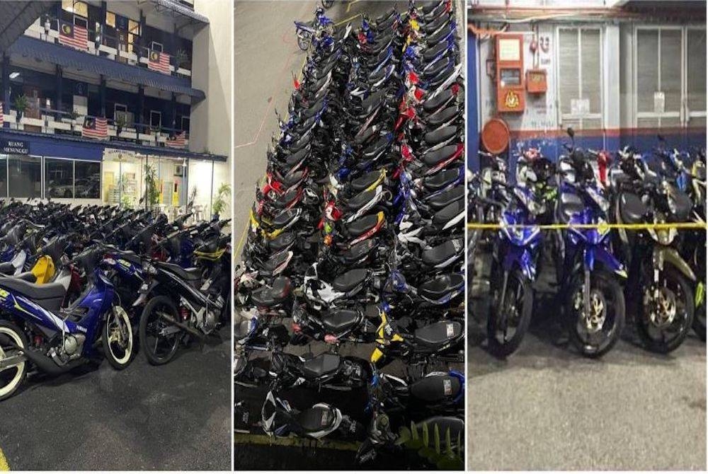 Antara motosikal yang disita dalam serbuan pada Rabu.- Foto FB JSPT KL