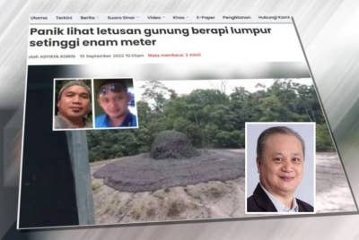 Laporan Sinar Harian pada Isnin. Gambar kecil: Fekix Tongkul