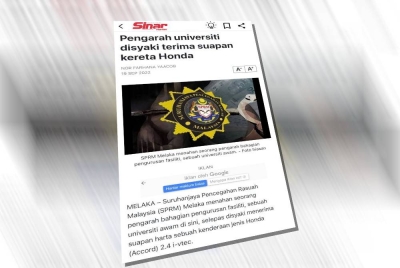 Laporan Sinar Harian.