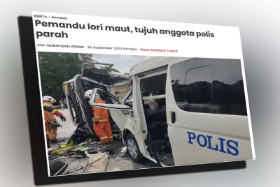 Tangkap layar kejadian kemalangan maut di Sinar Harian pada Khamis.