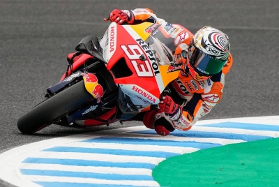 Marquez bakal bermula pada petak keenam pada GP Jepun sekiranya perlumbaan diteruskan. - Foto EPA
