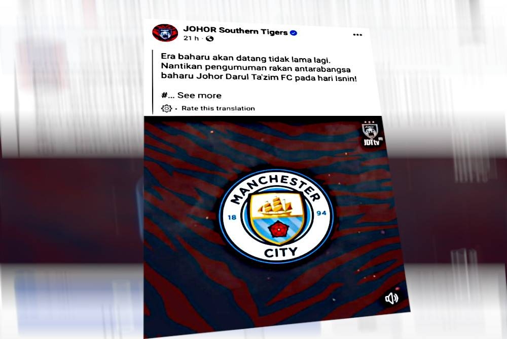 JDT dijangka membuat pengumuman mengenai rakan antarabangsa baharu pada Isnin. Foto FB Johor Southern Tigers.