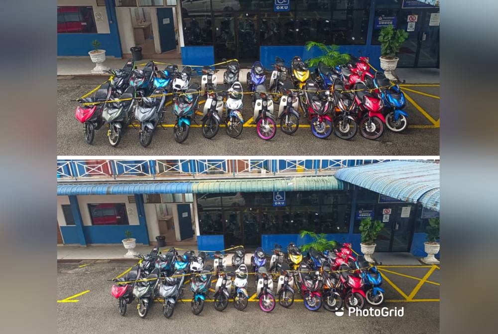 Antara motosikal yang disita dalam operasi yang dilakukan di Lebuhraya BKE pada Ahad.