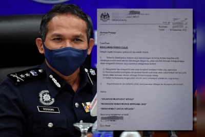 Antara surat dikeluarkan pihak sekolah bertarikh 26 September yang tular sejak Isnin. (Gambar kiri: Rohaimi Md Isa)