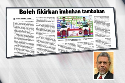 Laporan Sukan Sinar pada 30 Ogos lalu. Gambar kecil: Ramlan