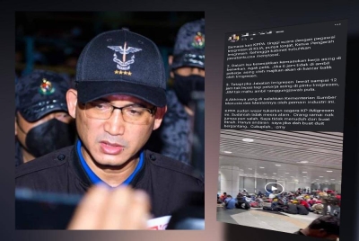 Khairul Dzaimee. Gambar kanan : (Imigresen menafikan kenyataan yang dibuat dalam hantaran di media sosial Facebook oleh seorang individu mengenai pengurusan masuk pekerja asing.)