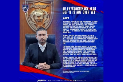 Tangkap layar kenyataan media JDT