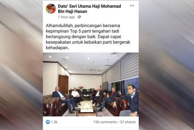 Tangkap layar hantaran di Facebook rasmi Mohamad pada Jumaat.