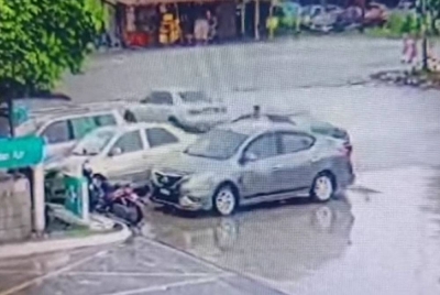 Tangkap layar video yang didakwa berlaku cubaan culik di sebuah stesen minyak di Telok Panglima Garang.