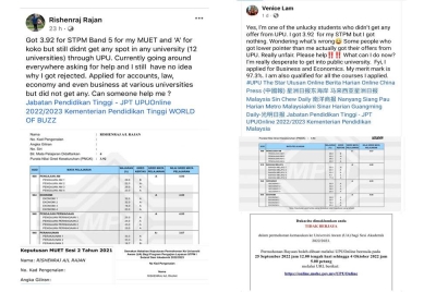 Antara hantaran pelajar di Facebook.