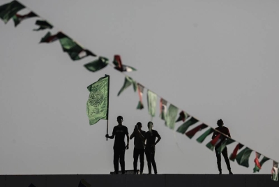 Penyokong Hamas menghadiri perhimpunan bertajuk 'Al-Aqsa dalam bahaya', di 'Stadium Palestin' di Gaza pada Sabtu- Foto EPA