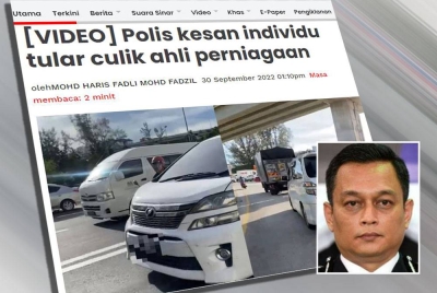 Laporan Sinar Harian pada Jumaat. Gambar kecil: Mohamad Farouk