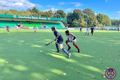 Antara aksi menarik The Speedy Tigers menentang Perancis dalam Siri Jelajah Belgium 2022 di Kelab Hoki Waterloo Ducks, pada Rabu. FOTO: Malaysian Hockey Confederation
